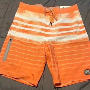 ZeroXposur Orange and White Board Shorts Quick-Dry Swimwear